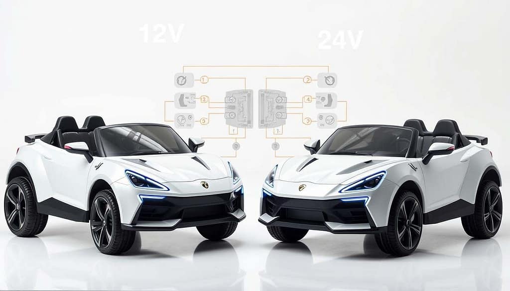 Discover the key differences between a 12V vs 24V Kids Car to choose the best ride-on for your child. Learn about speed, safety, battery life, and age suitability in this complete guide.