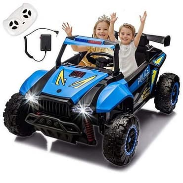 Xuanlur 24V Police Ride-On Car for girls and boys - Megaphone & Bluetooth – Blue