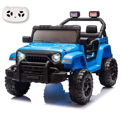 Xuanlur 12V Electric Ride-On Car for Kids w Remote, Music, Suspension – Blue