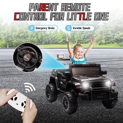 Xuanlur 12V Kids Ride On Car with Remote Control, Ride on Toys, Dual Motors & Suspension – Black in 2025
