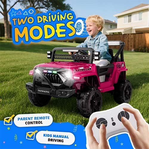 Xuanlur 12V Ride on Truck for Kids Electric Car with Remote Xuanlur 12V Ride on Truck for Kids Electric Car with Remote & Suspension – Pink